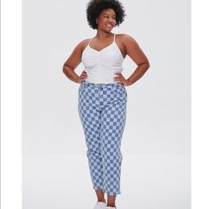 NWT Checkered Jeans Straight Leg